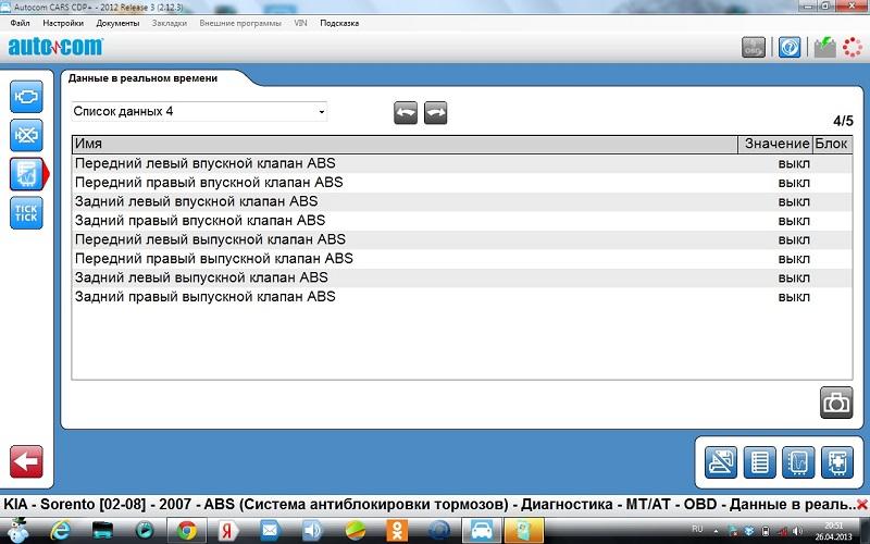 Диагностика MT AT  Список данных 4